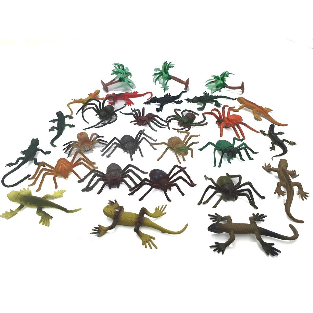 Bộ 24 đồ chơi mô hình thằn lằn và nhện thế giới động vật Animal World cho bé trên 3 tuổi chất liệu nhựa dẻo an toàn Vacimall