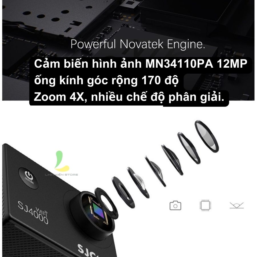 Camera hành trình SJCAM SJ4000 Wifi - Máy quay hành động quay 2K@30fps hình ảnh sắc nét - Hàng Chính Hãng