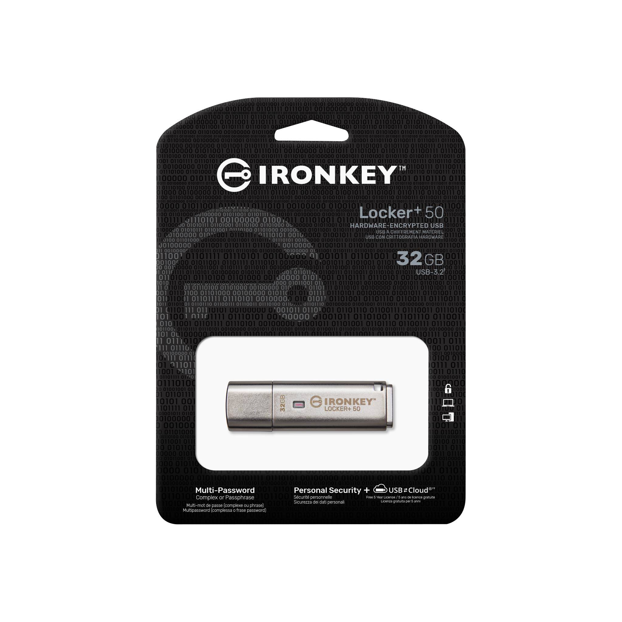 USB Bảo Mật Kingston IronKey Locker+ 50 32GB - IKLP50/32GB - Hàng Chính Hãng
