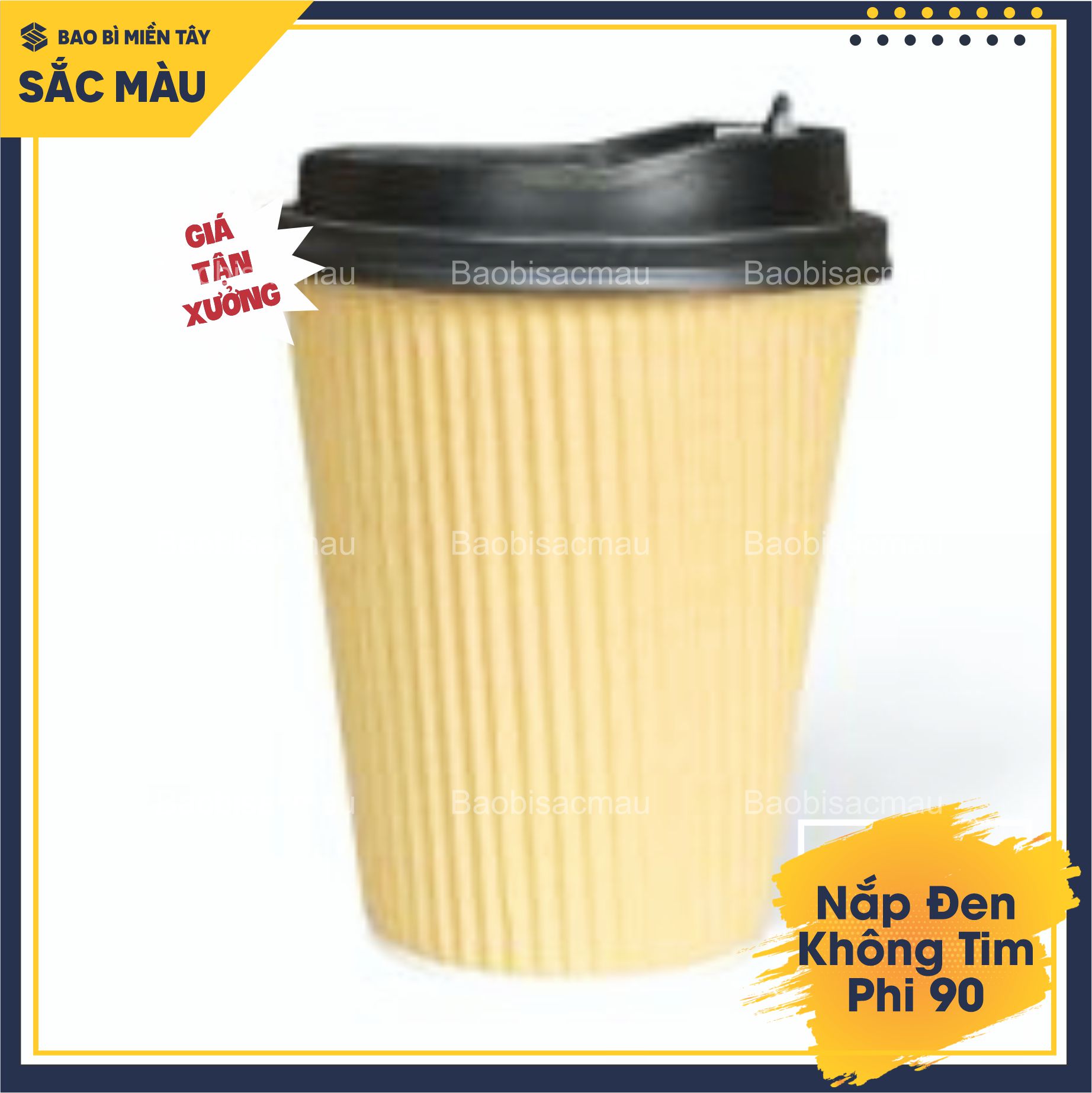 Sỉ 50 Nắp Đen nhựa phi 90mm nắp ly giấy, nắp ly tim