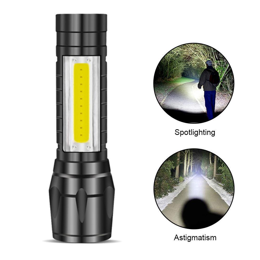 Hình ảnh Đèn Pin Sạc Mini Siêu Sáng Có Zoom XPE+COB Light