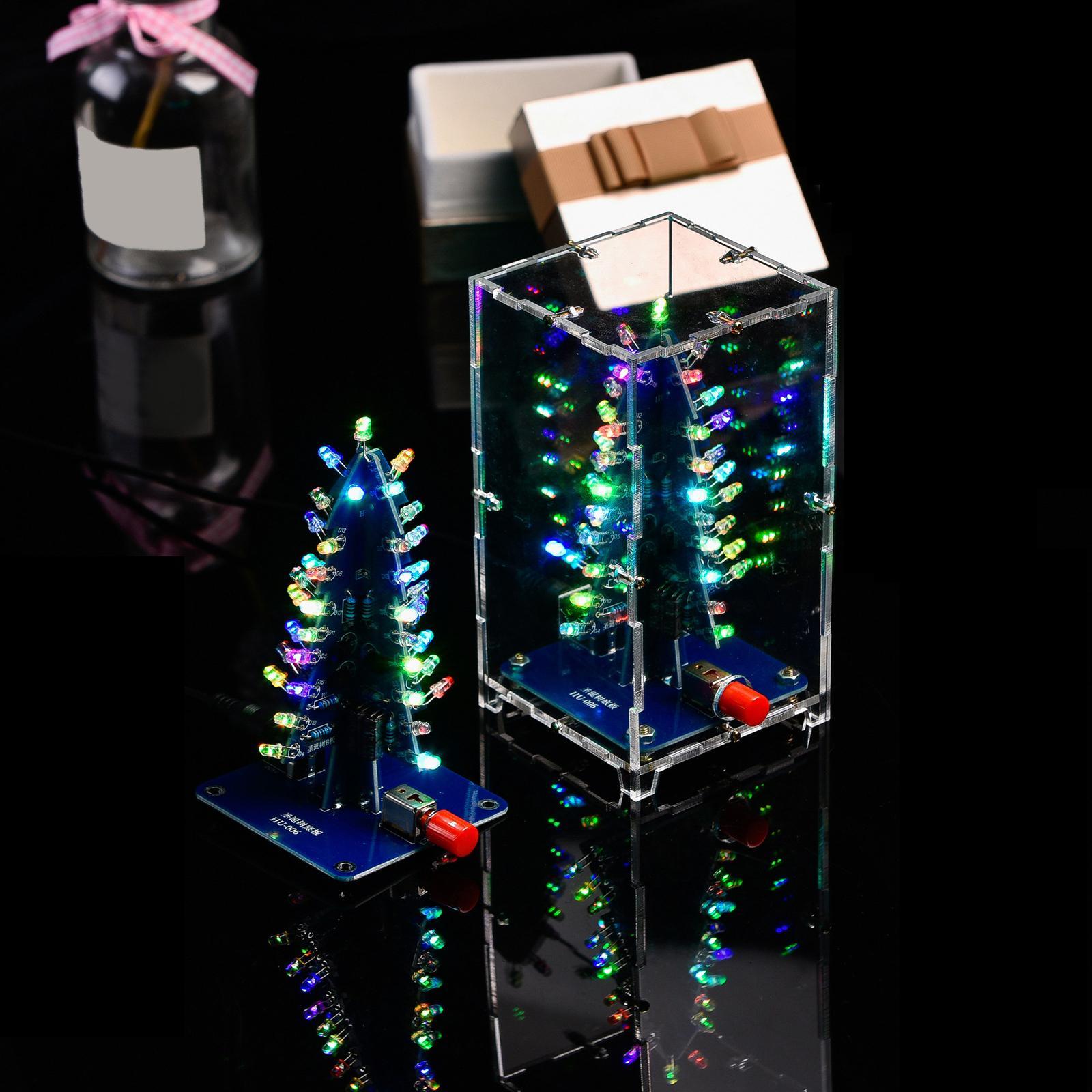 3D Christmas Tree DIY Kits RGB LED Assemble Flash for Teens