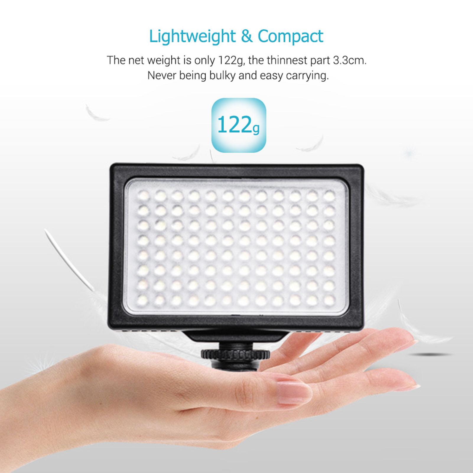 LED Video Light 3200K-5600K Dimmable LED Panel Portable Photography Fill Light with Hot Shoe Adapter and 1/4 Inch Screw