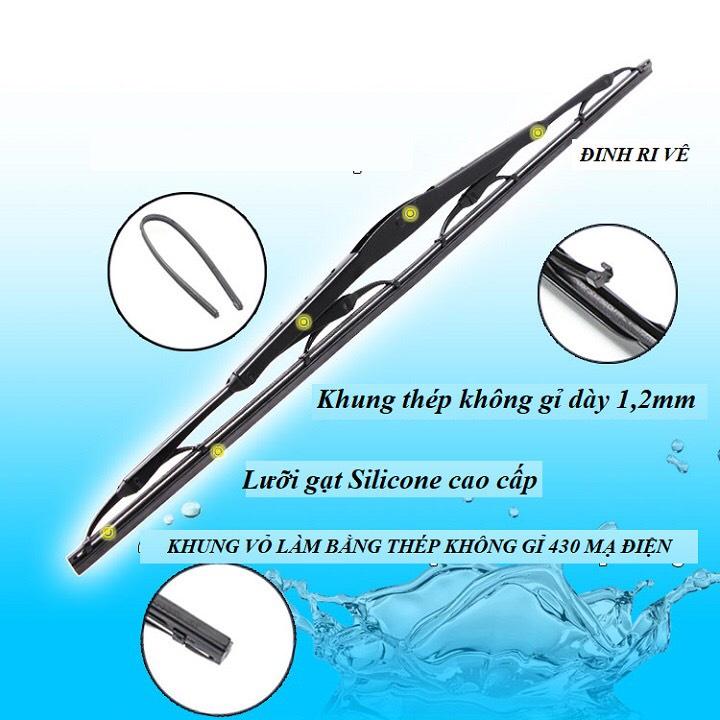 Gạt nước, cần gạt nước, gạt mưa silicone khung sắt cao cấp