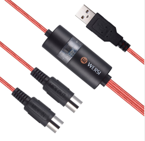 Dây Cáp Midi To USB Cable Cao Cấp Cho Organ, Keyboard WERSI UM-18 (Kết nối truyền tín hiệu, âm thanh sang Computer, Laptop, PC, Smartphone - Hoặc từ Midi sang Midi) -  Kèm Móng Gảy DreamMaker