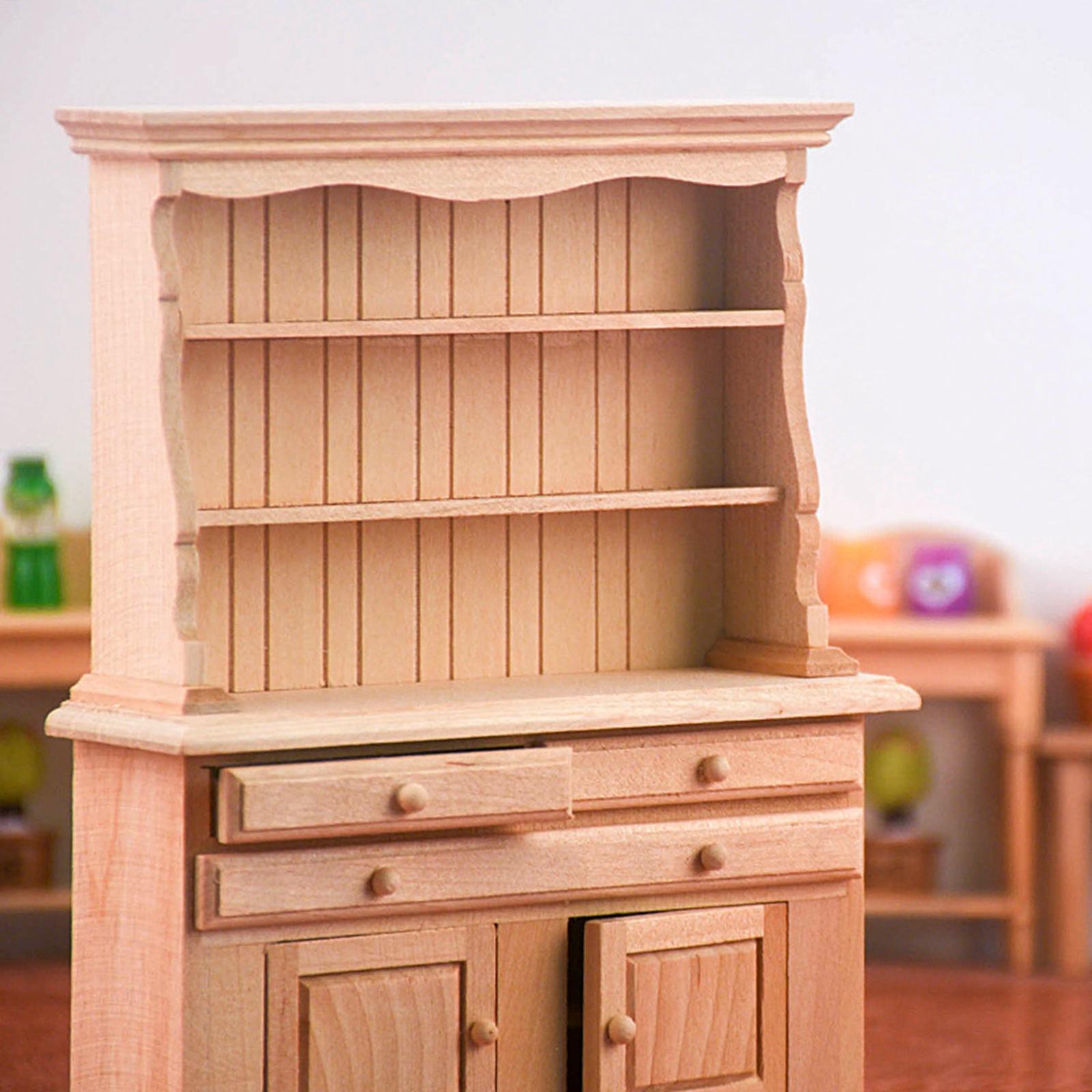 Handmade Dollhouse Cabinet Bookshelf Toy, Kids Pretend Toys Dollhouse Furniture, Dollhouse Decoration for Children Boys Girls Birthday Gifts