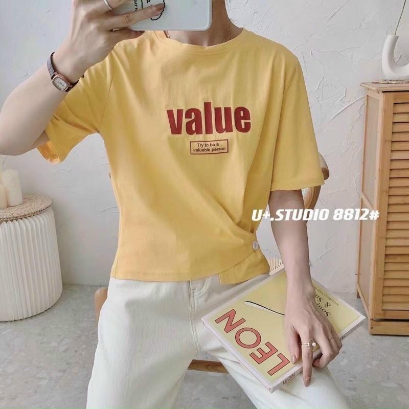 Áo thun nút eo chữ value
