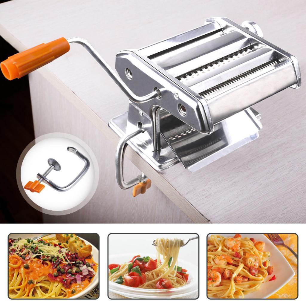 Stainless Steel 2-Cutting Dies Pasta Lasagne Spaghetti Maker Machine Cutter