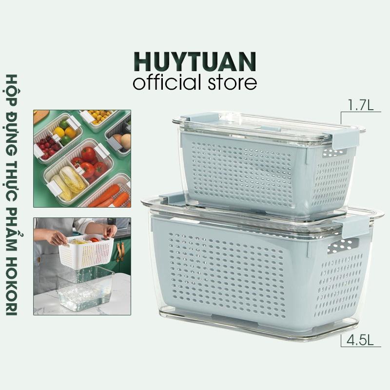 Hộp đựng thực phẩm để tủ lạnh 2 lớp cao cấp HOKORI 6588/6589 - Hộp nhựa bảo quản thực phẩm 2 ngăn, 2 lớp, 2 size