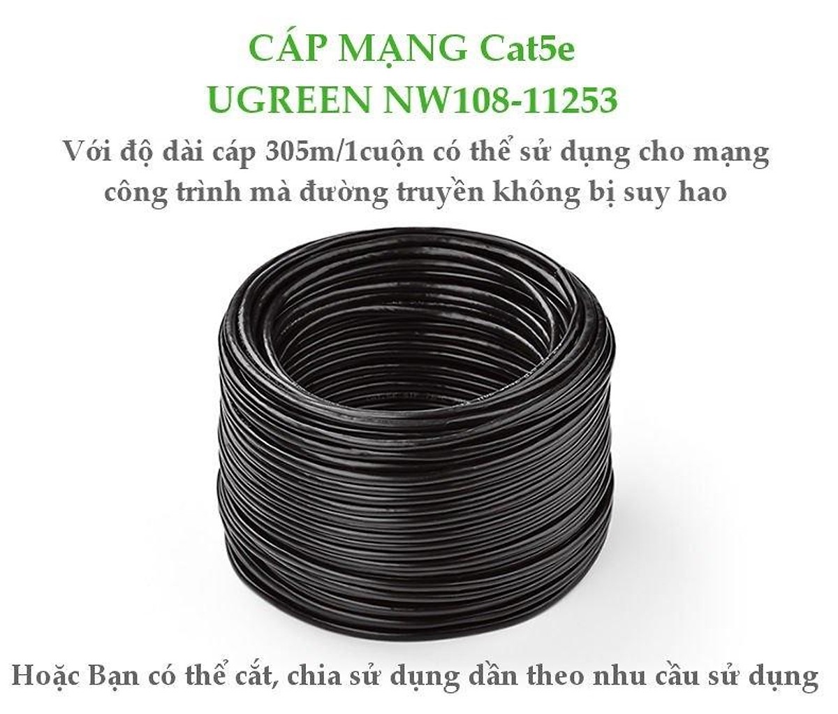 Cat6 Utp Lan Cable 305M Nw109 - 11259 Ugreen - Hàng Chính Hãng