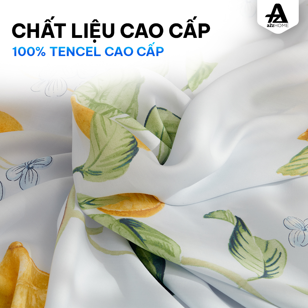 Bộ Ga Trải Giường 4 Món Yellow Lemon Mềm Mại, 100% Tencel Cao Cấp A2Z Home