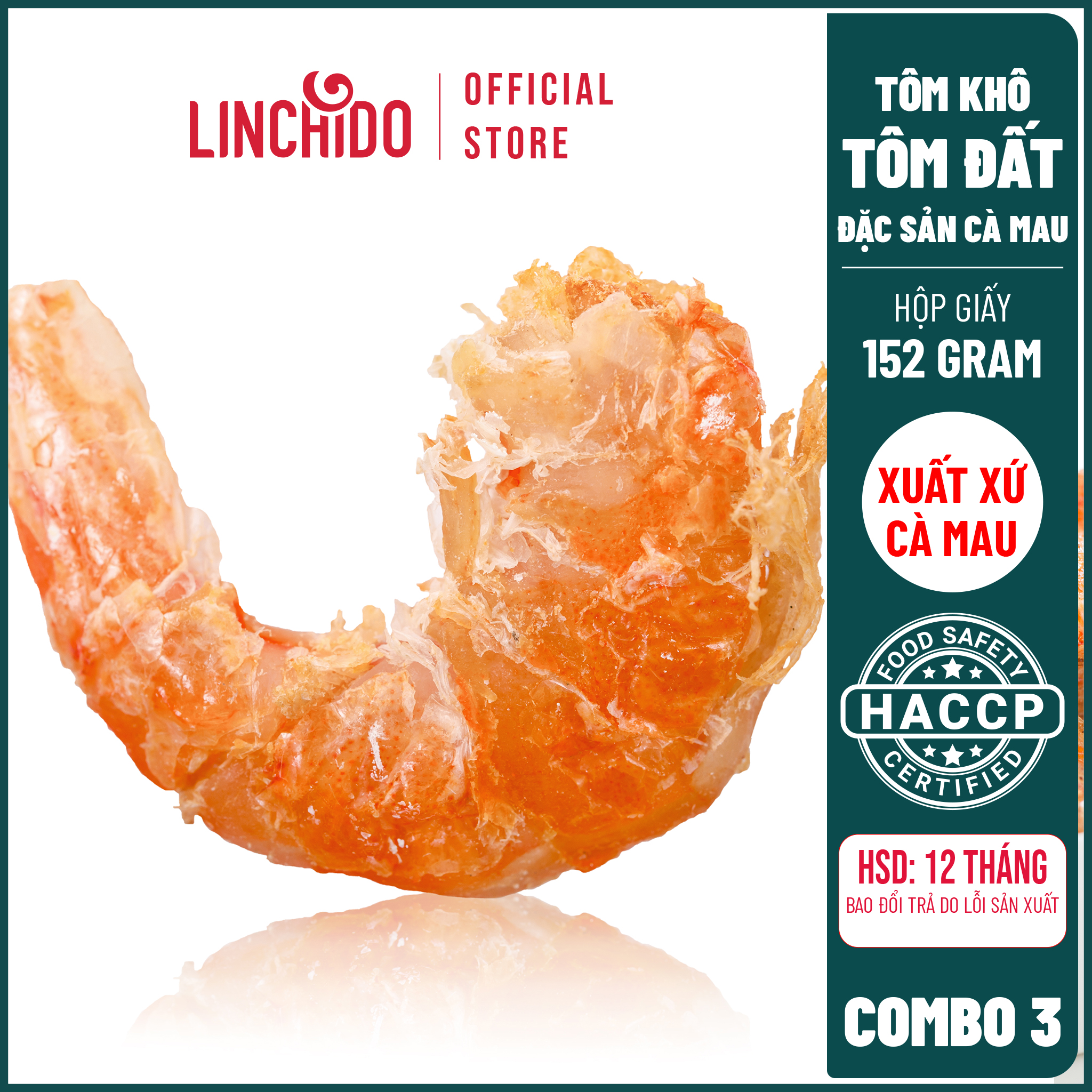 [ COMBO 3 HỘP ] Tôm Khô Tôm Đất Đặc Sản Cà Mau - Hộp 152 GRAM