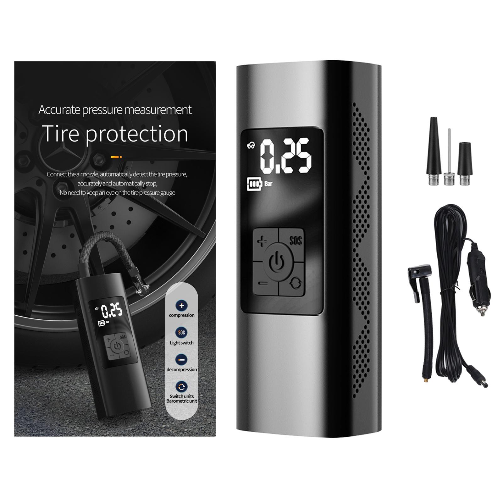 Portable Mini Car Tyre Pump Air Compressor LED Light for Car Motorcycle