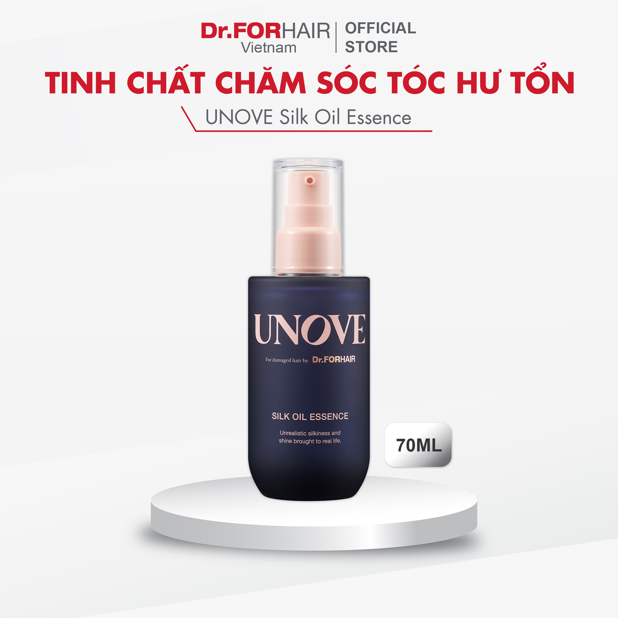 Bộ dầu gội giảm dầu nhờn hỗ trợ mọc tóc và tinh dầu dưỡng tóc mềm mượt bóng khỏe Dr.FORHAIR Folligen Plus Shampoo và UNOVE Silk Oil Essence