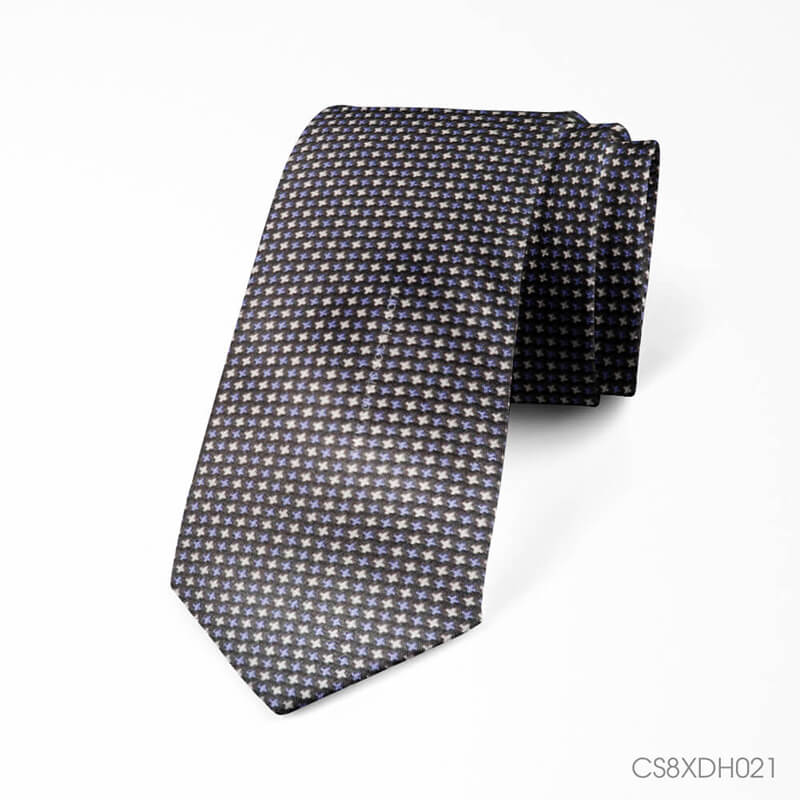 Cà vạt nam, cà vạt lụa cao cấp, cà vạt lụa tơ tằm-Cà vạt silk  màu xanh đen họa tiết CS8XDH021