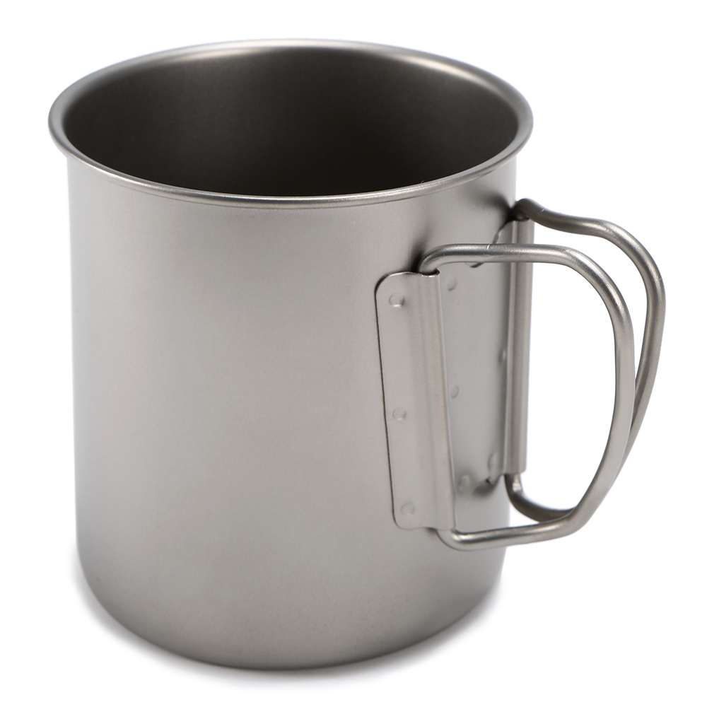 Cốc Uống Nước Titanium Siêu Nhẹ Có Tay Cầm Gập Lại 300ml / 400ml / 450ml / 750ml
