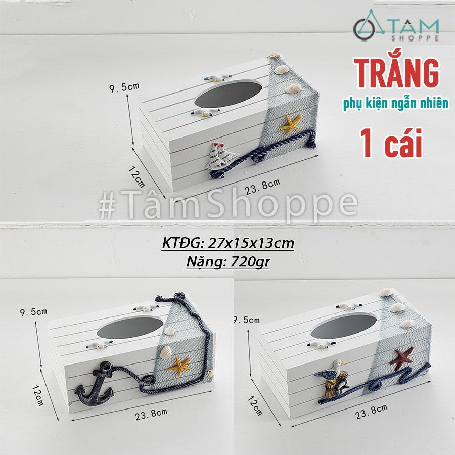 Hộp đựng khăn giấy bằng gỗ phong cách biển HKHG-09
