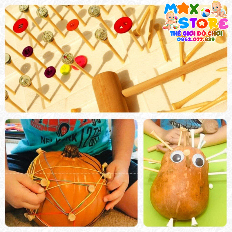 Set Đồ Chơi Búa và 20 Đinh Gỗ Rèn Luyện Khéo Léo, Tính Tập Trung
