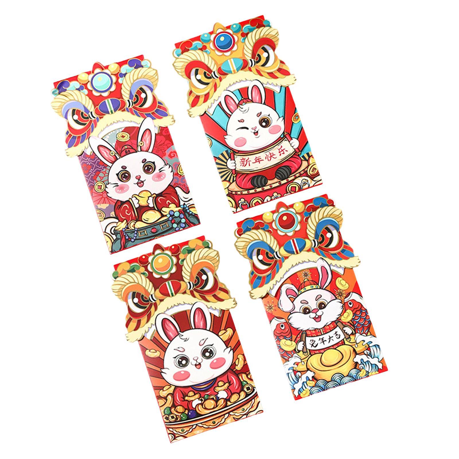 8 Chinese Red Envelopes with Red Pockets for Party, Wedding Gift