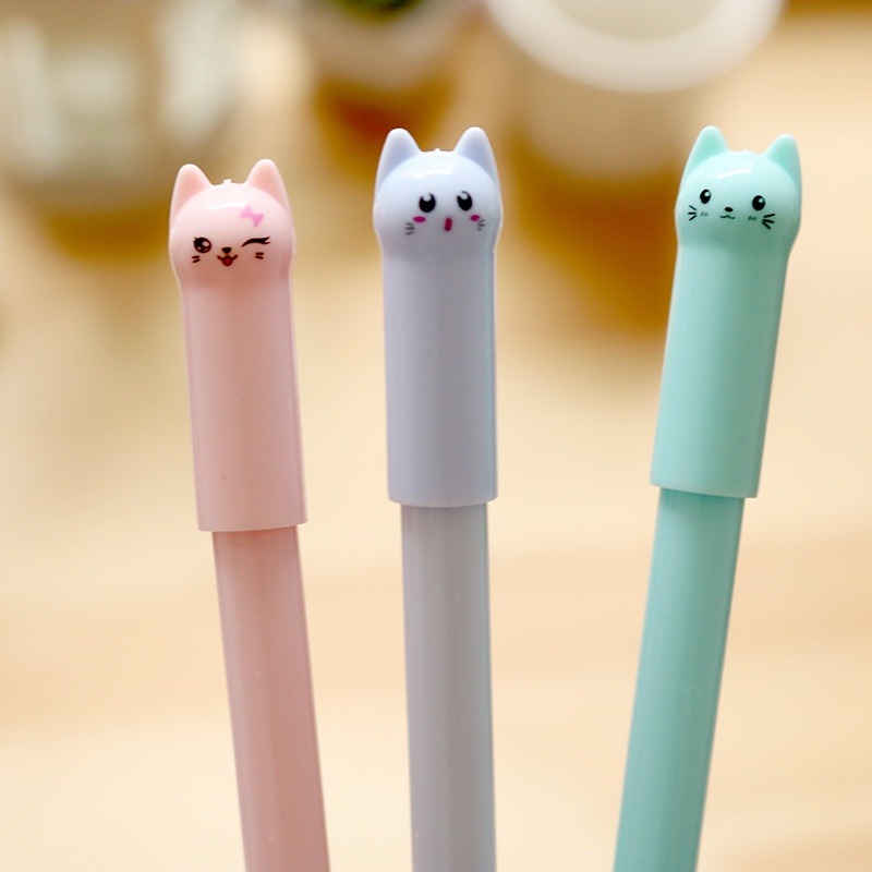Combo 6 bút bi mèo Nhật xinh yêu cute dễ thương màu pastel - A76