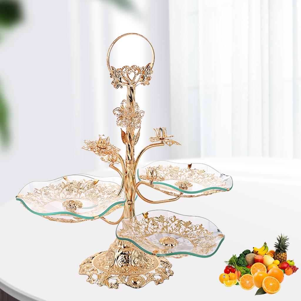 3-Tier Dessert Stand Fruit Plate Candy Cupcake Serving Tray Tempered Glass Trays for Wedding Birthday Party Home Holiday Countertop Decoration