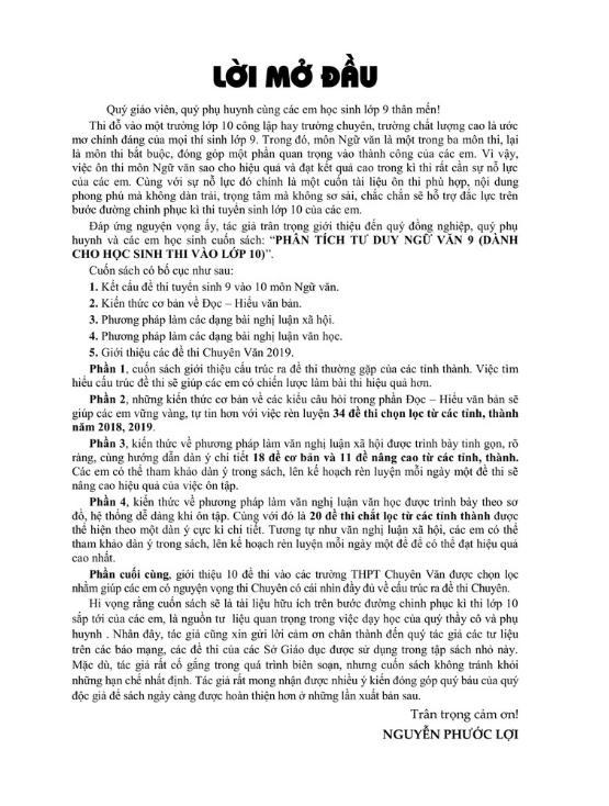 Sách - Phân Tích Tư Duy Ngữ Văn 9