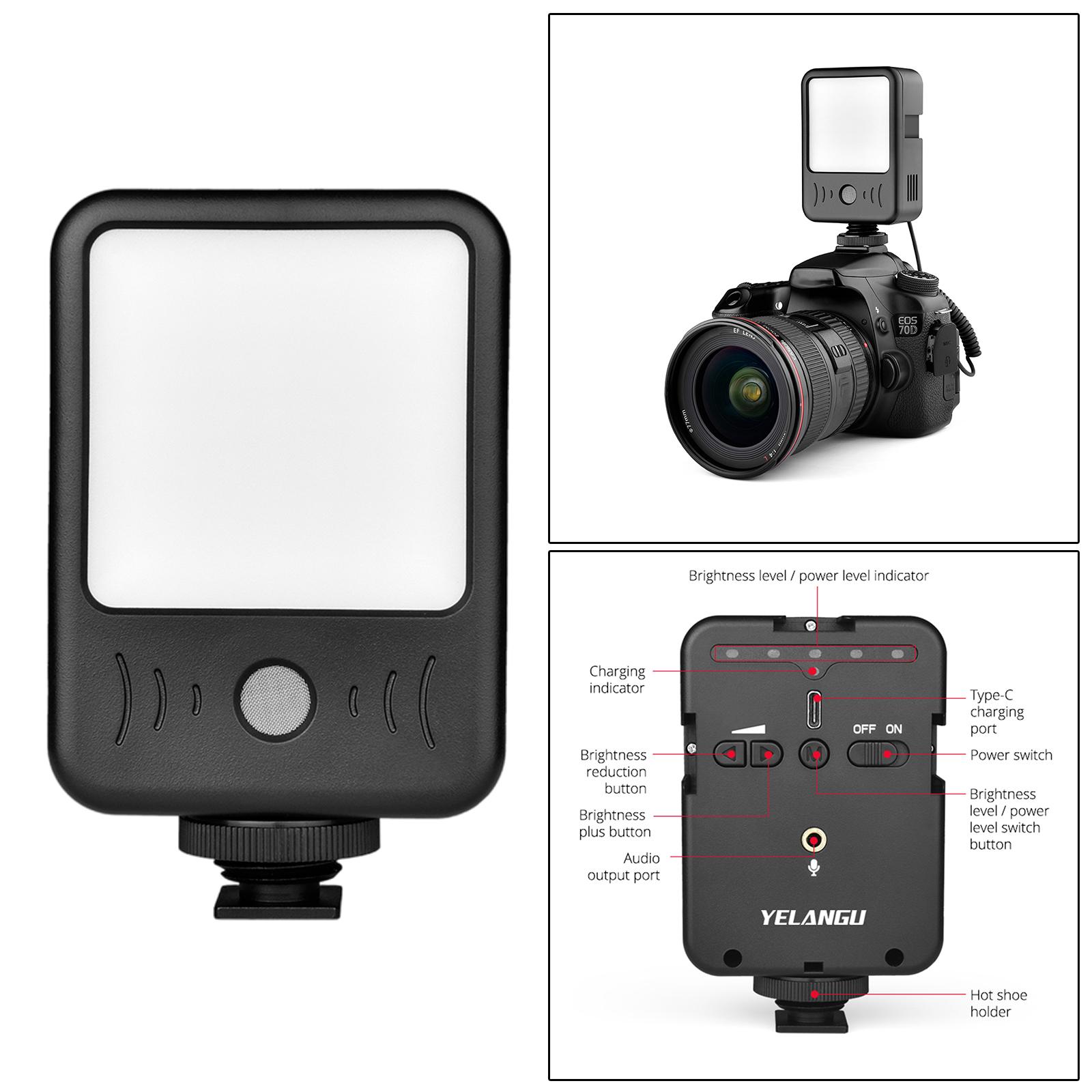 LED Video Light Mic Recording Camera Photo Light Remote Working Interviews