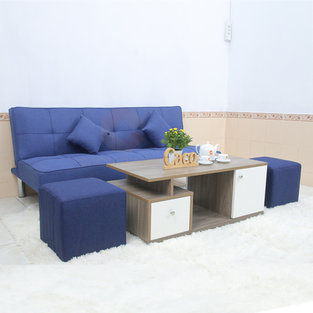 BỘ BÀN GHẾ SOFA BED CACO MÀU XANH DƯƠNG