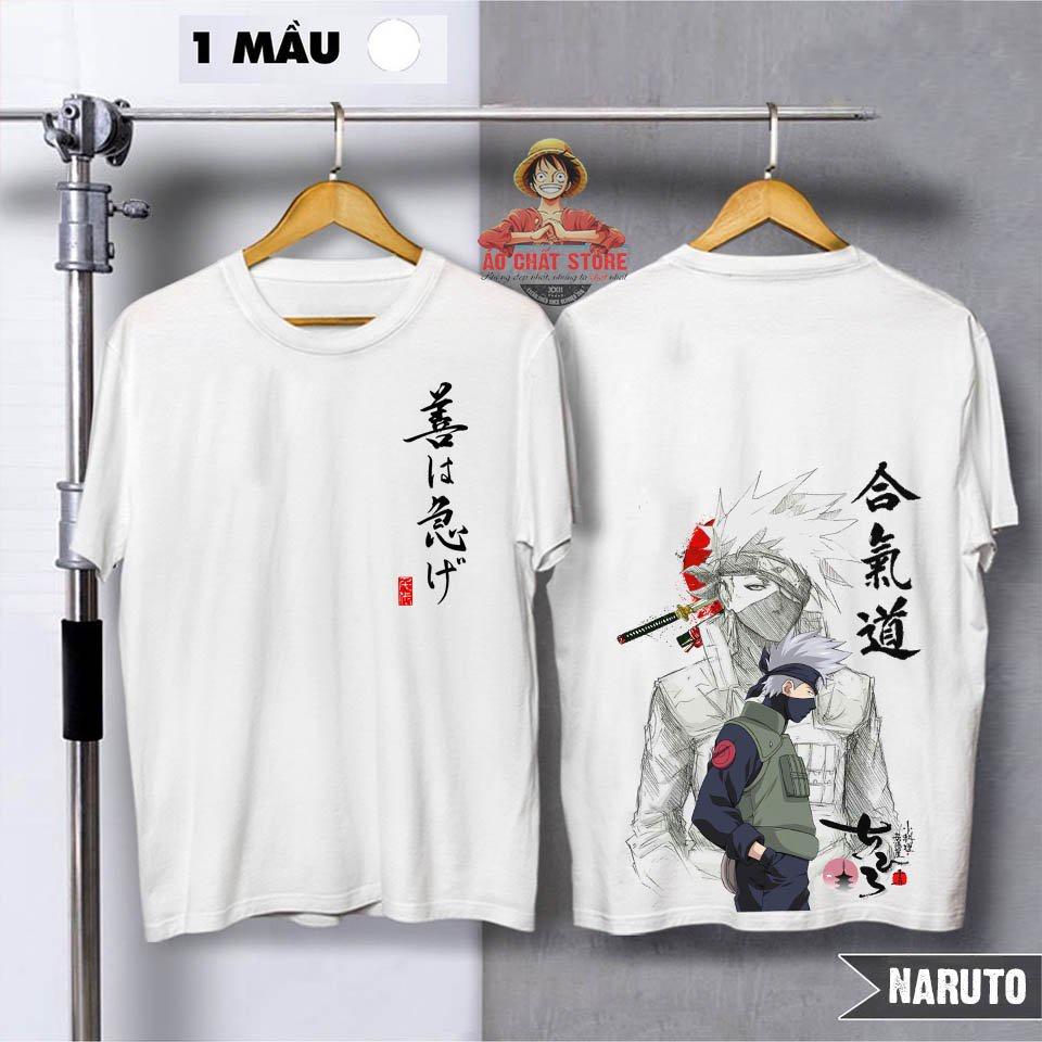 Áo thun Naruto thiết kế riêng, Áo cotton co giãn in trước sau cực chắc nét cho cả nam nữ
