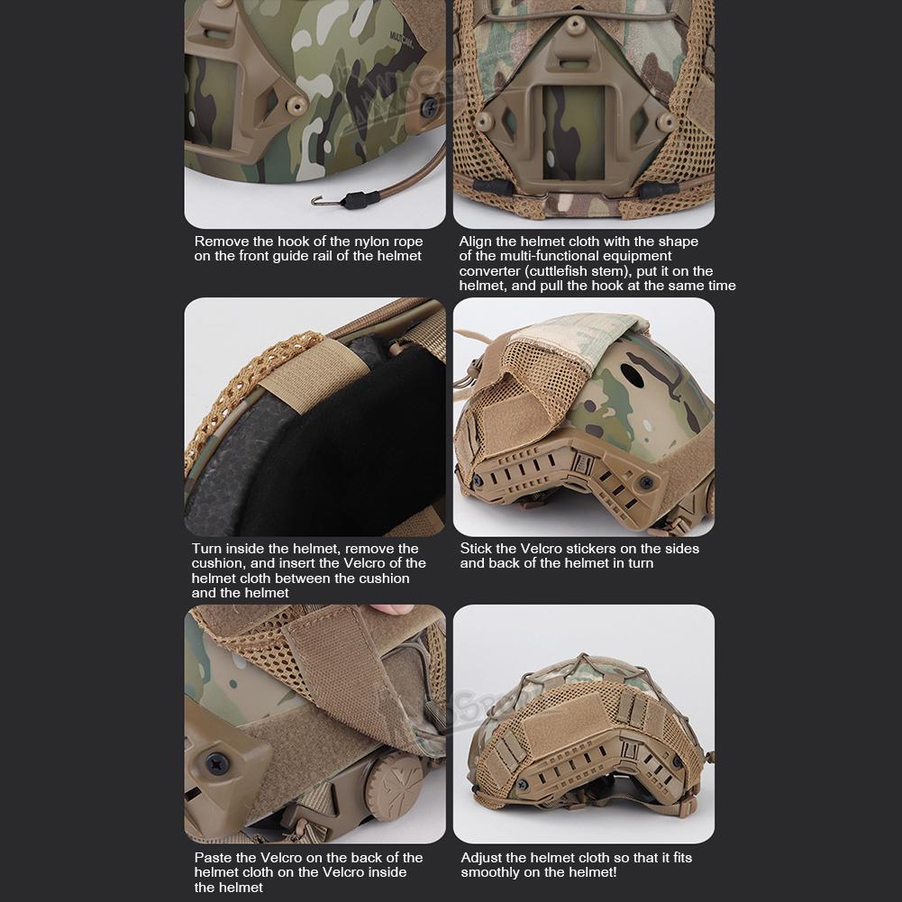 Vải Nylon Chống Mài Mòn Mũ Bảo Hiểm Lưới Bao Chống Trầy Xước Airsoft Mũ Bảo Hiểm Có Nhanh MH PJ BJ Mũ Bảo Hiểm CS Bóng Sơn Wargames Color: Helmet Cover 08