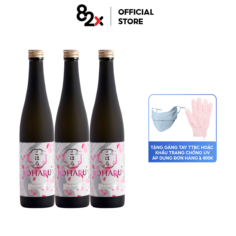 Nước Uống Đẹp Da KOHARU PLACENTA, Combo 3 chai 319.000mg Placenta và 9000mg Collagen, Xóa Nám, Sáng Bật Tông, Trắng Da