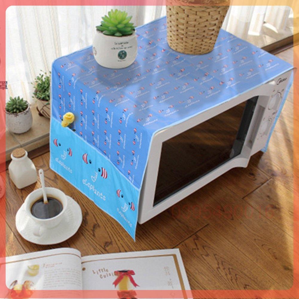 Tấm phủ nóc tủ lạnh 129x55cm bền đẹp chống thấm nước và bụi trang trí nhà, tấm phủ lò vi sóng có ngăn đựng đồ tiện lợi