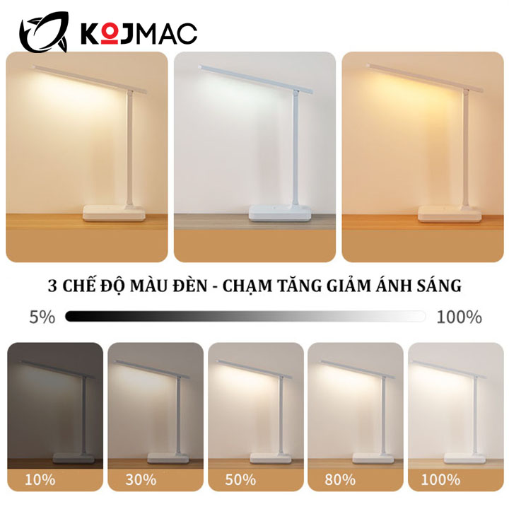 Đèn Học Để Bàn Siêu Sáng KOJMAC Desk Lamp Led Light Smart - Hàng Nhập Khẩu ( Cao Cấp Nhiều Mẫu Size Tùy Chọn, 3 Chế Độ Trắng Ấm Vàng, Thiết Kế Thông Minh Xếp Gọn, Chống Cận Thị Đèn Đọc Sách Tủ Đầu Giường Ngủ ... sạc Pin USB )