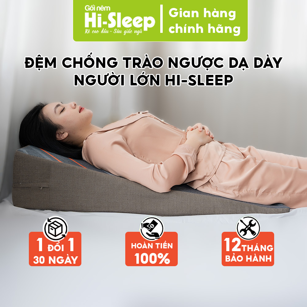 Đệm Chống Trào Ngược Dạ Dày Thực Quản Người Lớn Hi - Sleep Dài 90Cm - Dài Hơn - Chống Trượt Tuyệt Đối - Nghiêng Trái Thoải Mái - Được Bác Sĩ Khuyên Dùng - Mẫu 1 - 90X60X22Cm
