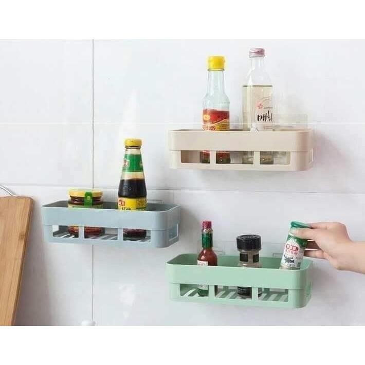 Khay kệ chữ nhật bằng nhựa dán tường siêu chắc đựng gia vị đồ nhà tắm siêu tiện lợi giá rẻ