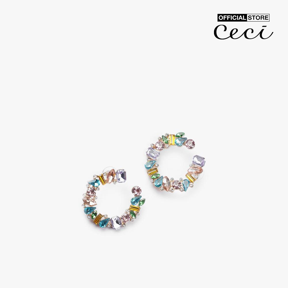 CECI - Khuyên tai nữ dạng hở thiết kế đính đá độc đáo CC1-07000123-24