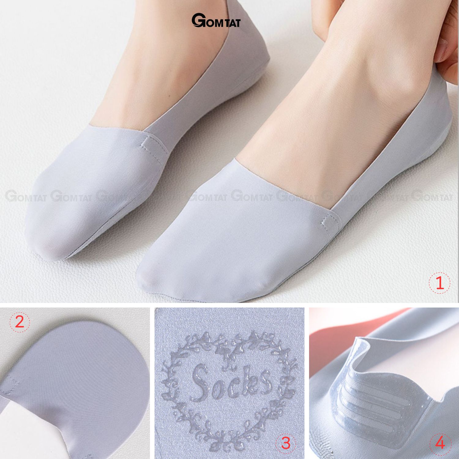 Tất vớ lười nữ GOMTAT có đệm cao su chống tuột gót, chất liệu sợi cotton cao cấp, mềm mịn - PO-LOSOCK-LUA-3015-1DOI