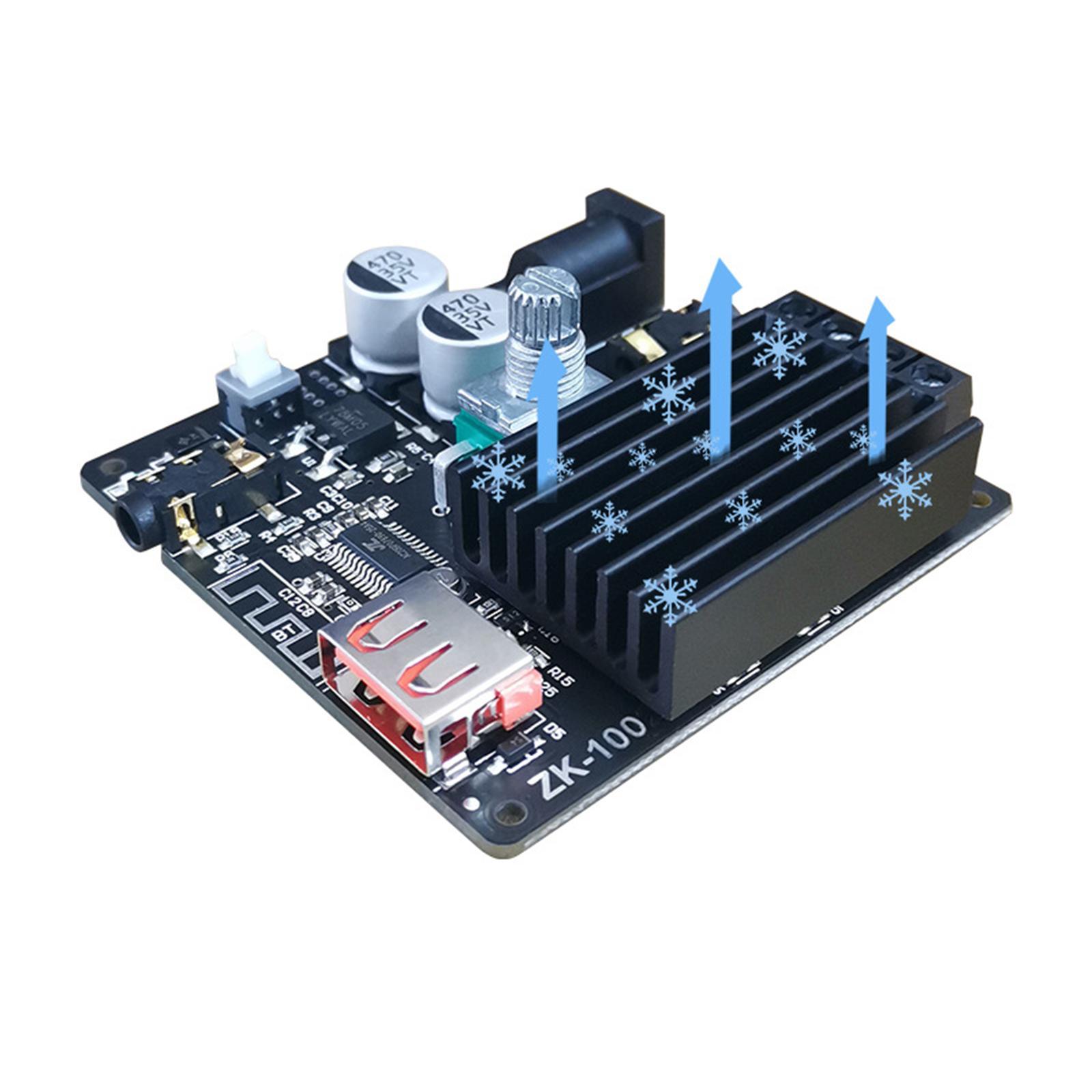 Power Audio Amplifier Board 100W+100W Bluetooth 5.0 2 Channel Amp for Home Theater