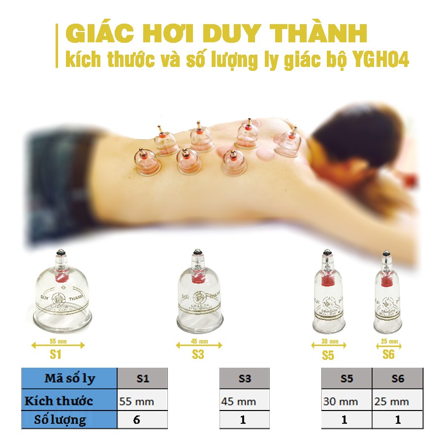 BỘ GIÁC HƠI KHÔNG DÙNG LỬA YGH03 15 LY GIÁC TẶNG KÈM GIÂY NỐI TỰ GIÁC