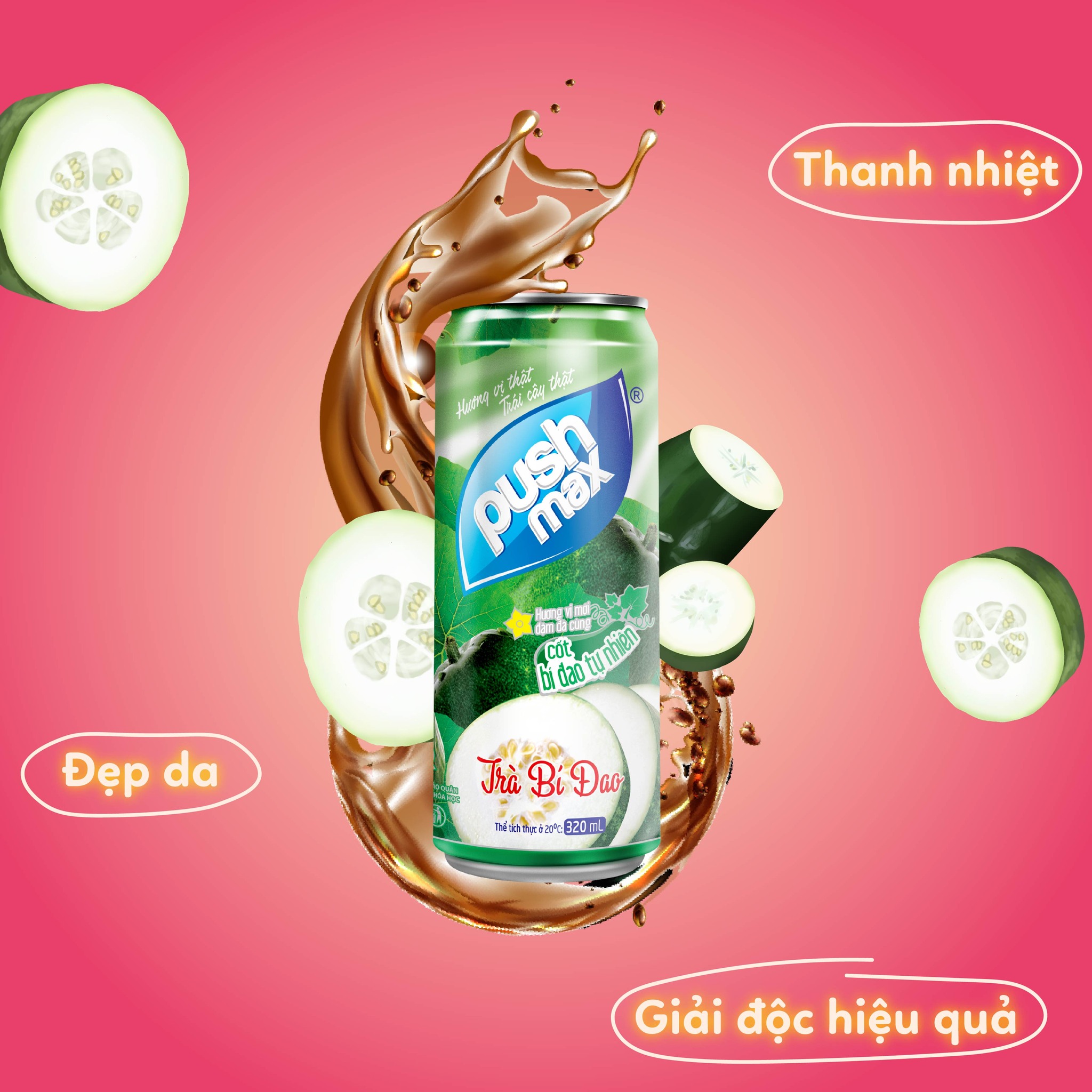 Lốc 6 Lon Nước Trái Cây Trà Bí Đao Pushmax