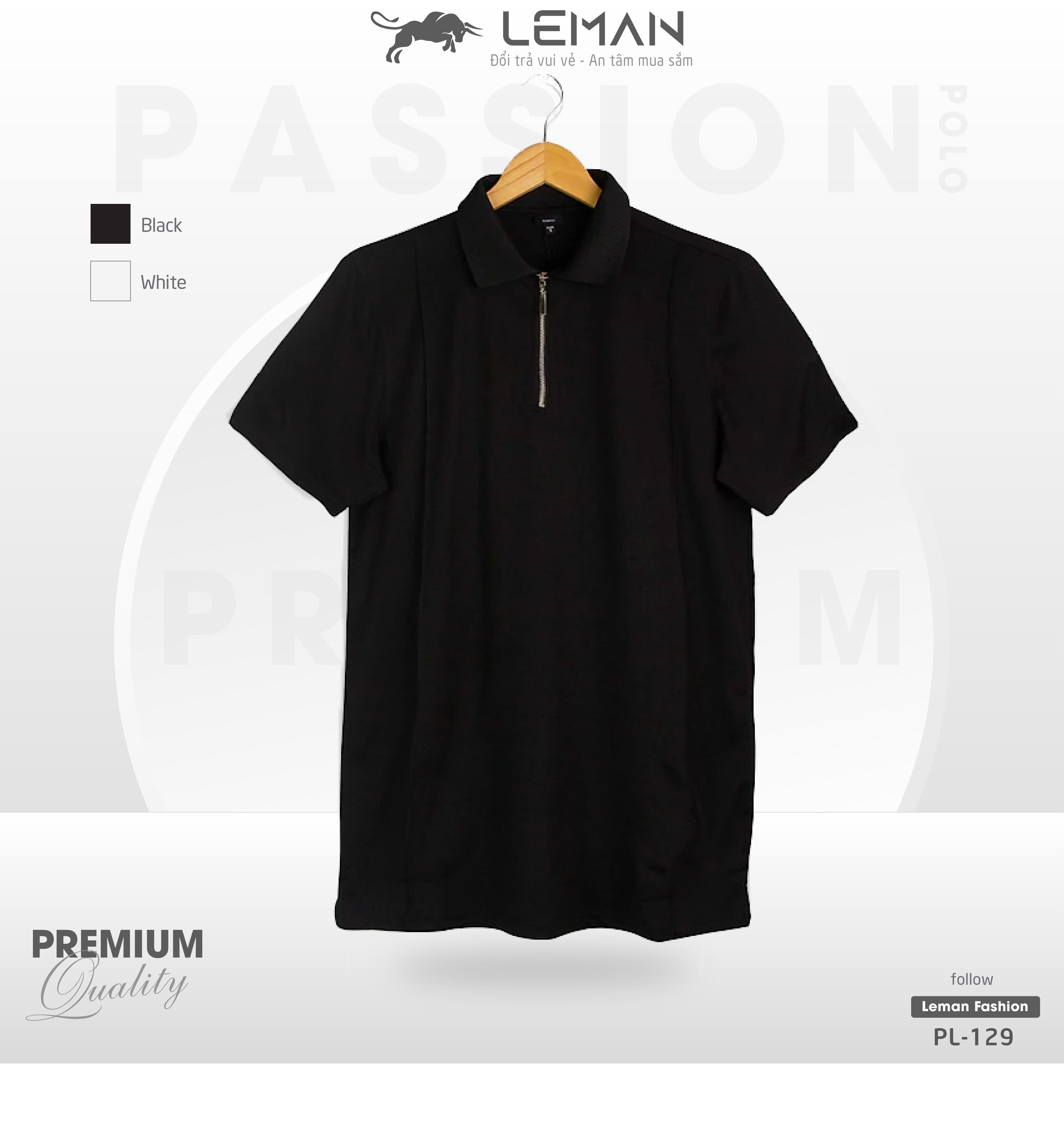 Áo thun polo nam PL129 vải Poly zacka interlock công nghệ quick dry Slimfit form