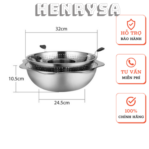 Nồi lẩu xoay inox cao cấp nhiều ngăn tiện lợi cho gia đình - Chính hãng Henrysa