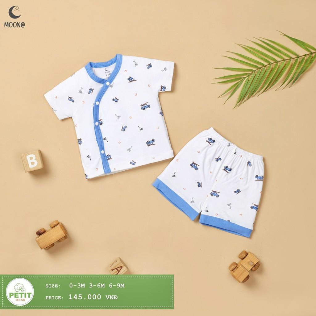 Bộ sơ sinh Moon cộc size 0/3,3/6,6/9m vải peptit mịn,mát