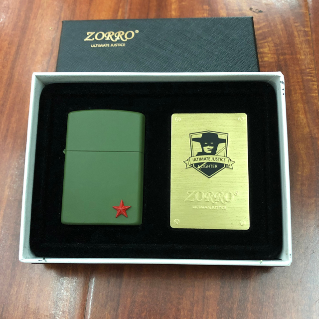 Vỏ Hột Quẹt Bật Lửa Zorro Z91256A Đen Nhám Thiết Kế Độc Lạ Hình Ngôi Sao Mini - Dùng Xăng Bấc Đá