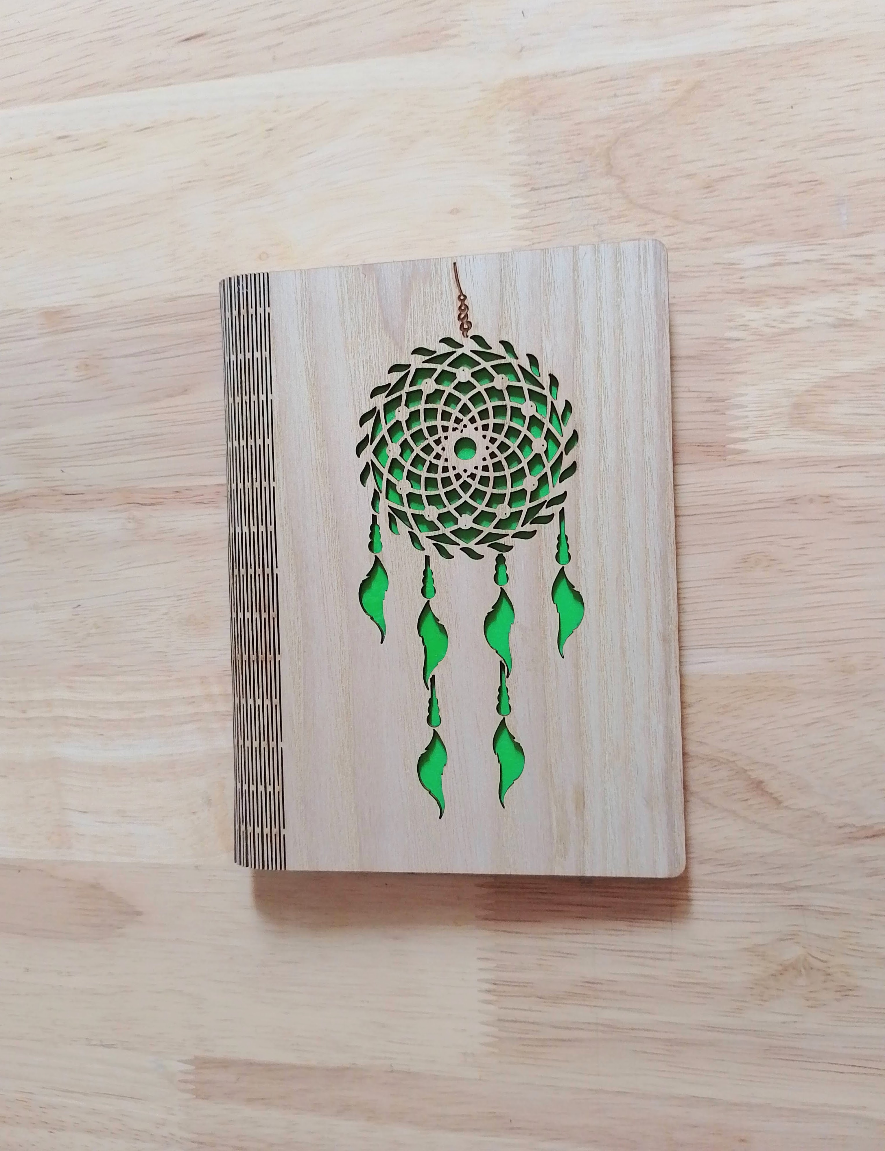 Sổ Tay Handmade Bìa Gỗ Khắc Hoa Văn, Viết Nhật Kí, Ghi Chép, Giấy Không Dòng Kẻ, Khổ