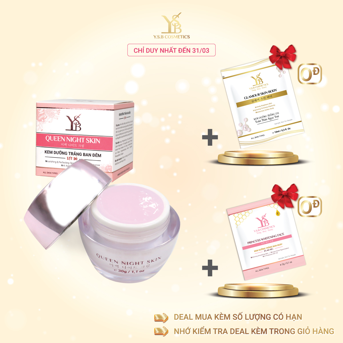 Kem dưỡng trắng da ban đêm Lựu Đỏ QUEEN NIGHT SKIN