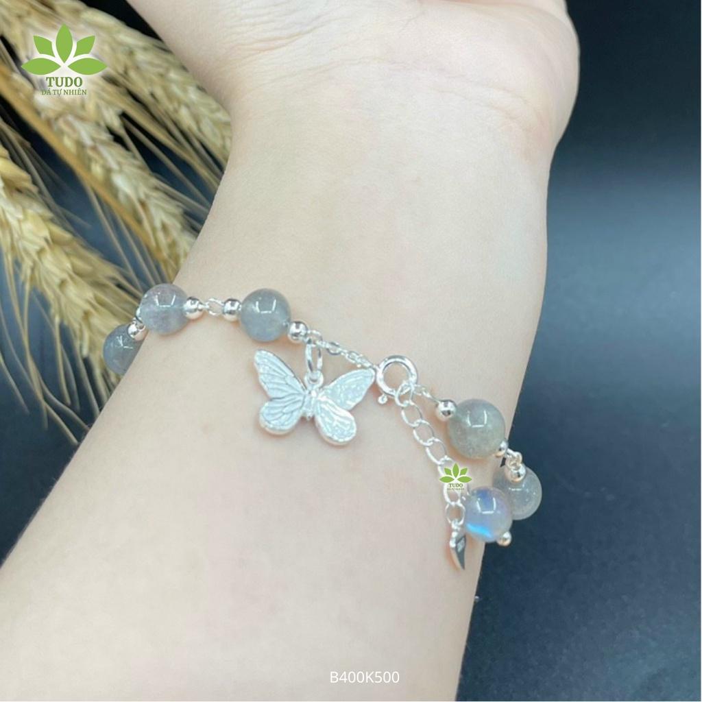 Lắc Tay Nữ Bạc Cao Cấp Xà Cừ Mix Charm Hồ Điệp Mệnh Thủy, Kim TUDO B400K500