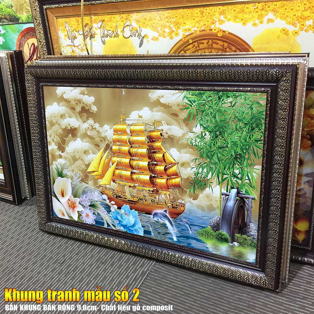 Tranh treo tường phòng khách, phòng ngủ THUẬN BuỒM XUÔI GIÓ chất liệu pvc gương / lụa kim sa. MS:3769L9