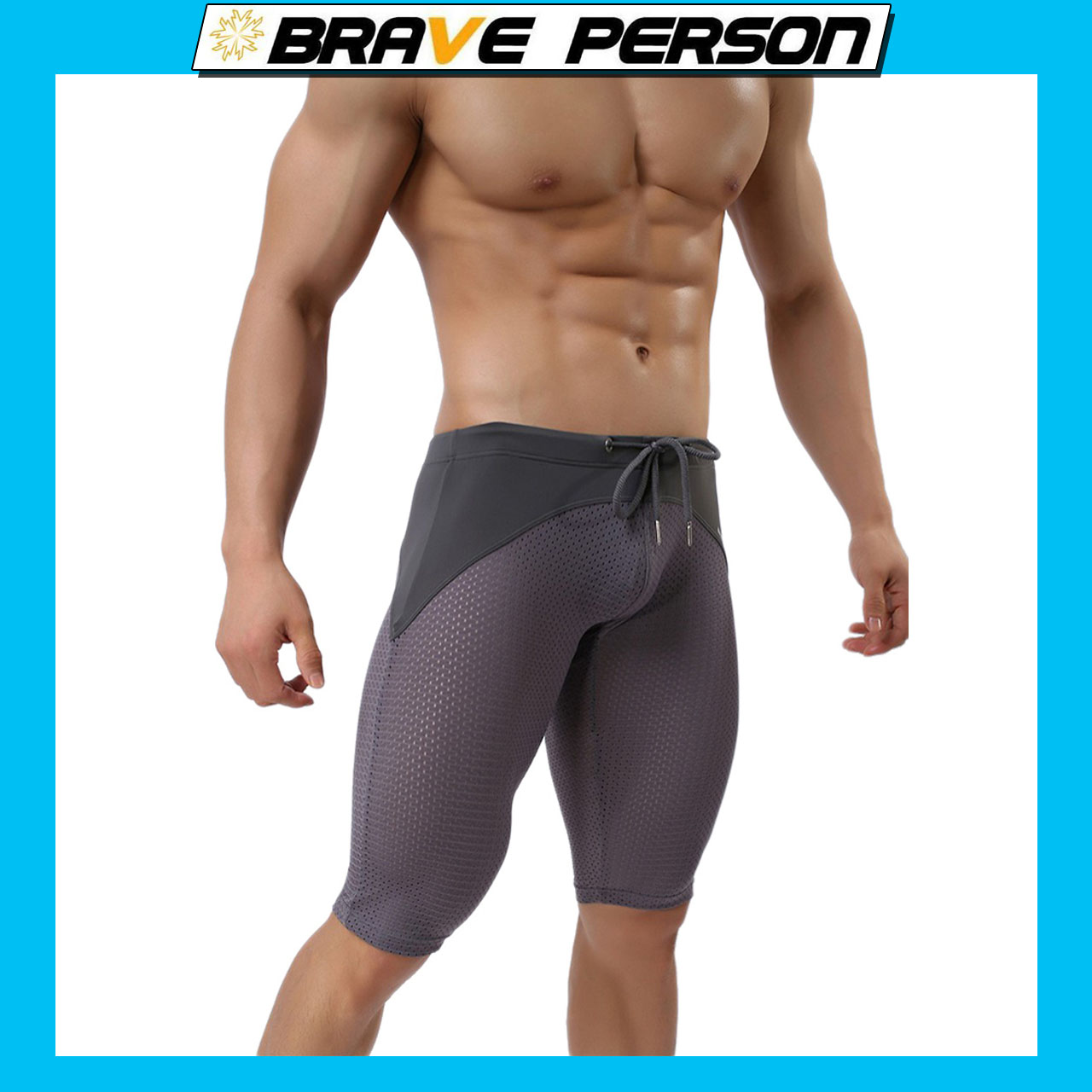 Quần Bơi Nam Cao Cấp B2240 - Chất Liệu Cao Cấp Co Dãn Tốt - Thoáng Mát - Thời Trang - Xám - XL