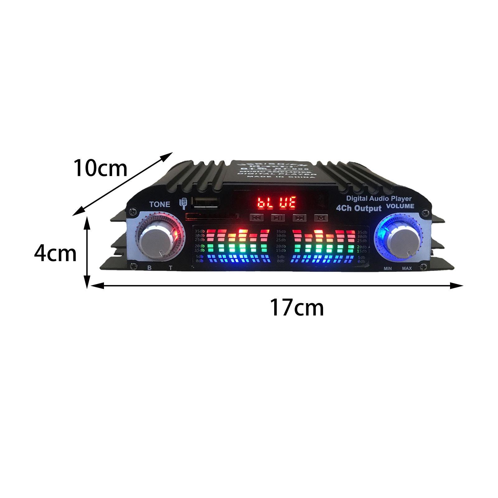 HiFi Stereo Power Amplifier 4 CH USB FM Radio Audio Receiver for Bar Home